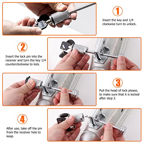 CZC AUTO Trailer Coupler Lock 1/4'' Dia, 3-3/8'' Span Trailer Tongue Lock Fits Latch-Type Coupler, Chrome Coated with Keys for Towing Boat RV Car by CZC AUTO - Image 5