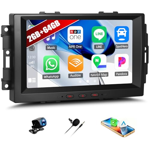 SIXWIN Autoradio Android 15 para Chrysler/Jeep/Dodge | 8 Pulgadas Pantalla Táctil, 2+64 GB, Carplay y Android Auto Inalámbrico, Mirror Link, GPS WiFi, Bluetooth, FM/RDS, EQ, Cámara de Recul Incluida