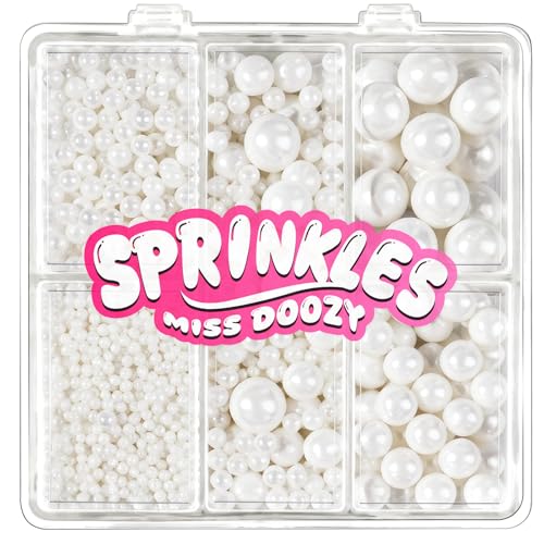 Edible Pearl Sprinkles - 4 Sizes White Pearl Sugar Candy 130g Cupcake Ice Cream Donuts Macaron Toppings Supplies for Wedding Birthday Halloween Christmas