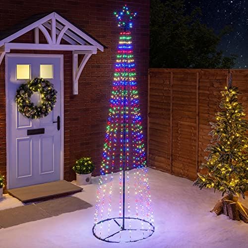 Christmas Multicolour Maypole Tree LED Light Pyramid Outdoor Decoration 1.4m