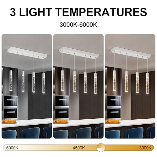 Image of 4 Light Pendant Lights Kitchen Island,Modern Chrome Crystal Pendants