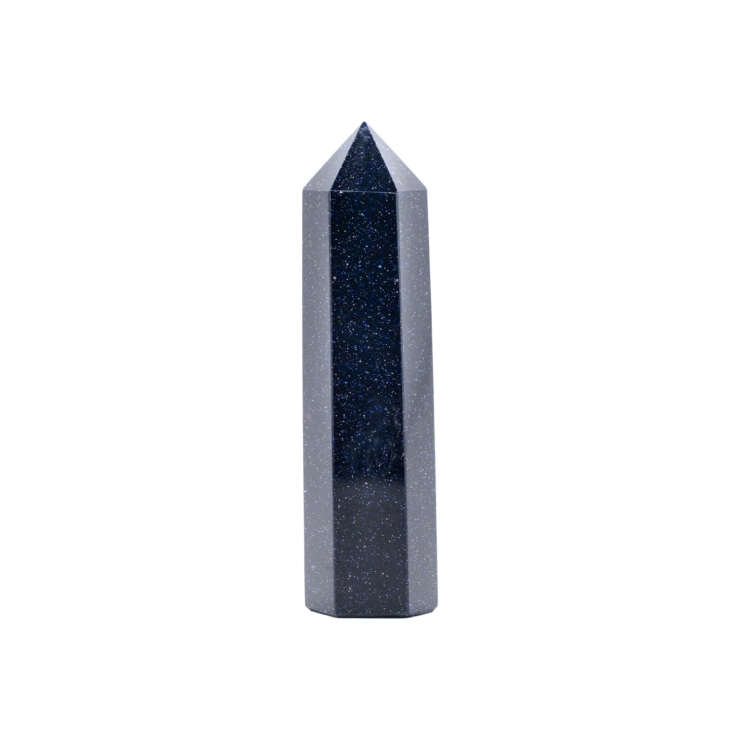 Angelstones Natural Blue Sandstone Gemstone Healing Crystal Hexagonal Pointed Reiki Chakra Faceted Prism Wand Carving Stone Figurine Home Decor