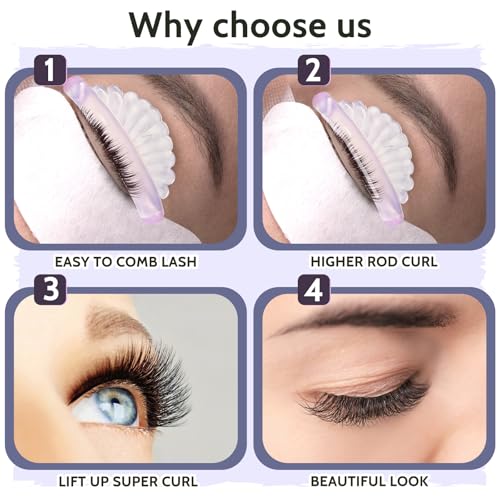 COMNICO Wimpernlifting-Set in 5 Größen Selbstklebend Siliconpads für Wimpernlifting Semipermanentes Curling-Wimpern-Dauerwellen-Set Wiederverwendbar Wimpernzange für Alle Augenformen 10 Stück