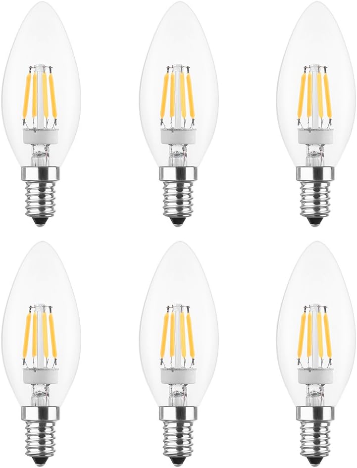 KEDSUM C35 4W Candelabra Light Bulbs, Dimmable Chandelier LED Bulb