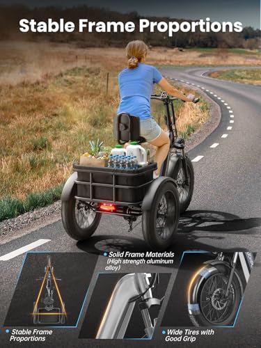PUCKIPUPPY Electric Tricycle for Adult with 960W Peak Motor,