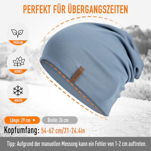 Mütze Damen Herren, Slouch Beanie Mütze, Weich Dünne Mütze aus Baumwolle, Leichte Atmungsaktiv Longbeanie, Elastisch Laufmütze für Alle Jahreszeiten
