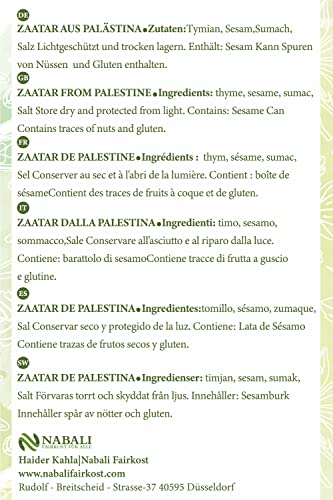 NABALI FAIRKOST FÜR ALLE Zatar Za’atar Gewürz – Gewürzmischung nach Ottolenghi – Zaatar orientalische Gewürze aus Palästina (100 g)