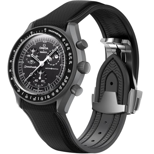 Image of Strap for Omega x Swatch MoonSwatch Watch, 20mm Folding Buckle Color Collision Band, Curved No Gap Replacement Strap for Swatch Omega Men Women