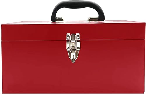 Caja de herramientas grande de acero portátil de 16 pulgadas, caja de aparejos de pesca de calibre 18, caja de herramientas, cajón organizador con