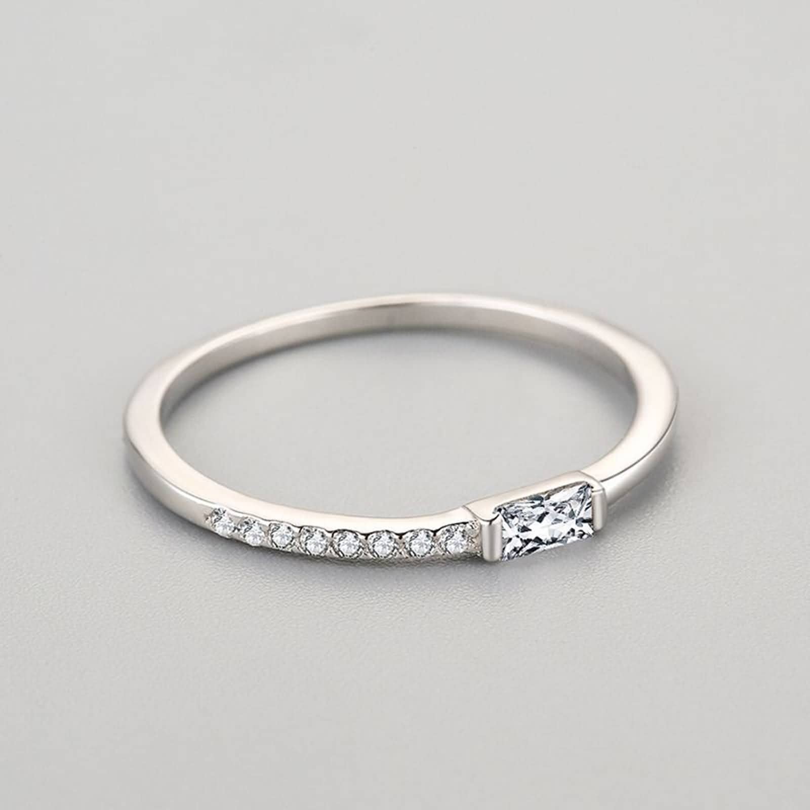 Anillos Compromiso Plata, Anillos Adolescentes Chica de Zirconia Cúbica Anillo Pareja 9,5-20