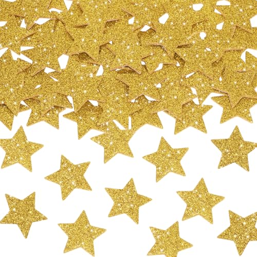 ONLYKXY Big Foam Self Adhesive Sticker Glitter Star Patch Cute Clothing Patches Reward Sponge Sticker Confetti Badge for Bag Hat Craft Card Scrapbook DIY Party Decor (60 Golden 1.18in)