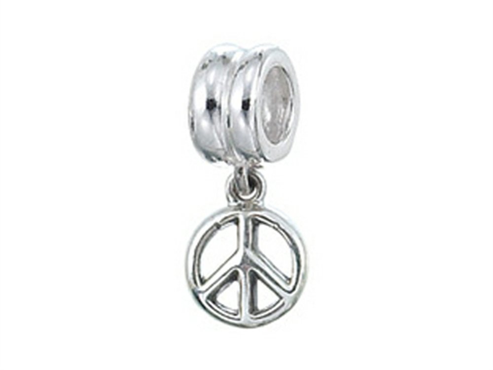Zable Sterling Silver Dangle Peace Sign Compatible Bead/Charm