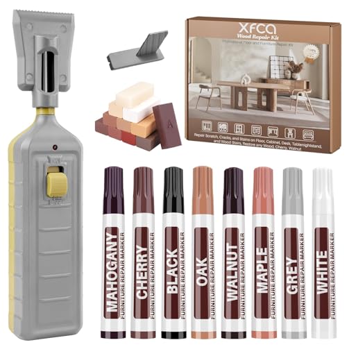 Laminat Reparaturset, 11 Farben Holz Vinyl Möbel Parkett Reparaturset Hartwachs Reparatur set Ausbesserungsmarker Abdeckung von Kratzern, Flecken, Rissen, Löchern für Holzkitt Vinylboden Holzboden
