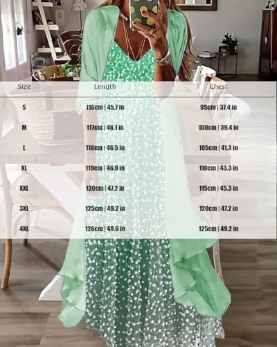 Women's Boho Floral Two-Piece Set Wedding Guest Maxi Dress Summer Cocktail Formal Dress with Chiffon Jacket3