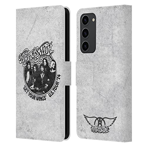 Carcasa tipo libro para Samsung Galaxy S23+ 5G con tarjetero y diseño Aerosmith de cuero