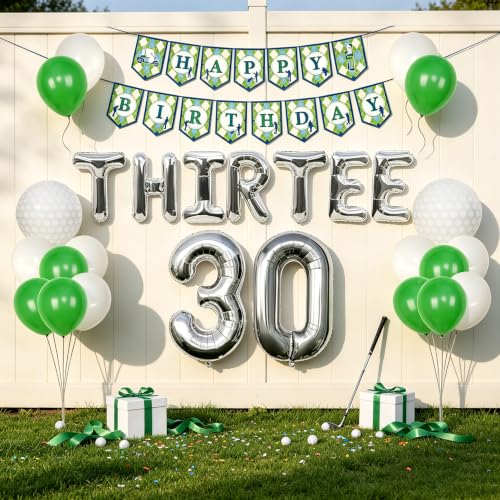 30th Birthday Decorations for Him ThirTee Golf Birthday Balloons Golf Theme