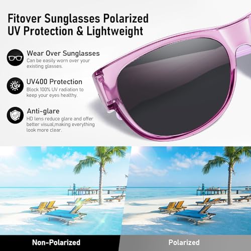 Image of HAOLOTA Sunglasses that Fit-Over Glasses Women Polarized, Trendy Cat Eye Sunglasses Wear Over Glasses, UV Protection