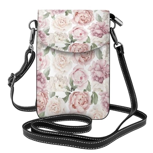 Petit sac bandoulière fleurs roses portefeuille en cuir PU pour femme