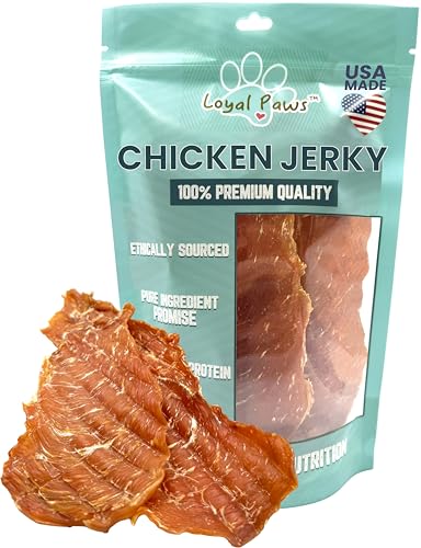 Loyal Paws Dog Treats Chicken Jerky Made in USA - 100% USDA Grade A Chicken Breast, Protein Snack or Training Strips - Best for Small or Large Pets, Healthy and Easy to Chew, 4oz