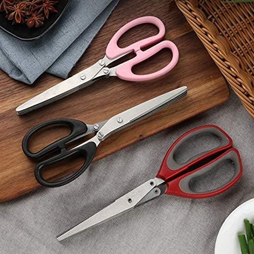 Kitchen Scissors Kitchen Shears Household Stainless Steel Plastic Handle Food Big Size Five-Layer Chopped(Black)