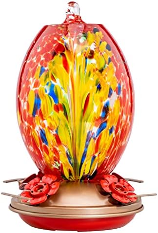 Muse Garden Glass Humming Bird Feeders for Outdoors - 27OZ Blown ...
