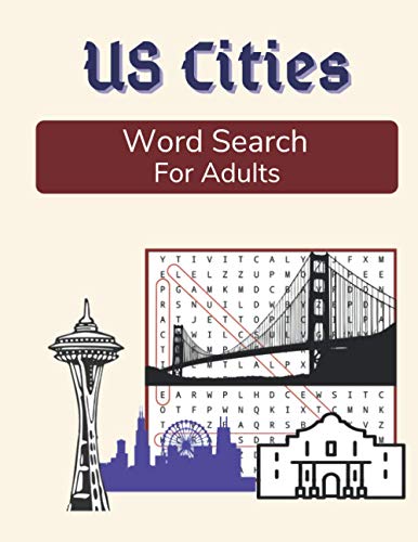 US Cities Word Search For Adults: Large Print Medium Difficulty Puzzle Book with Solutions