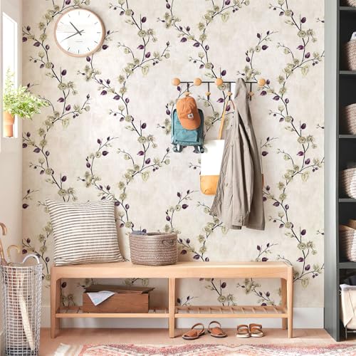 Floral Peel and Stick Wallpaper Flower Tree Contact Paper A Set of 17.5"x300" Self Adhesive Removable Modern Beige Wall Paper Decorative Wall Covering Countertop Vinyl Film Roll by SOON AFTER - Image 8