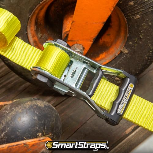 SmartStraps 14’ Ratchet Straps, 2 Pack –5,000lbs Break Strength, 1,667lbs Safe Work Load –Commercial Tie Down Straps for Heavy Duty Cargo, Haul Equipment and Vehicles - Thumbnail 6