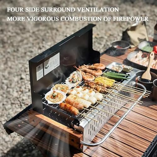 Przenośny grill na ognisko, wytrzymały stalowy ruszt do grilla, stojak do gotowania w wysokiej temperaturze, idealny na piknik, kemping i do użytku na podwórku, powierzchnia 400 x 210 mm