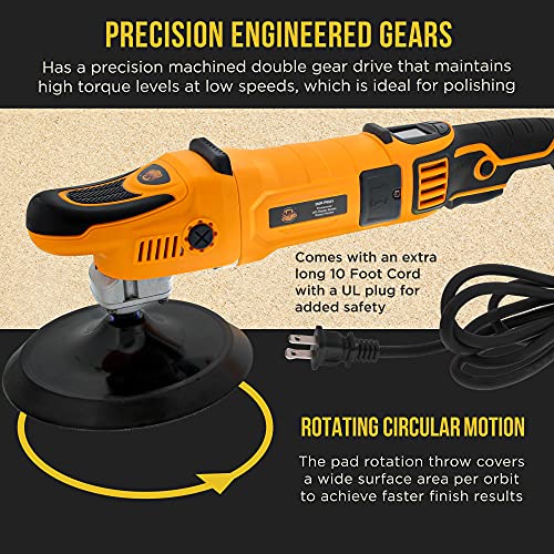 Dura-Gold Professional 7" Rotary Polisher Buffer Sander With Buffing & Polishing 8 Pad Kit, Led Variable Speed Rpm Control, Heavy-Duty High-Performance, Powerful 1200 Watts - Car Auto Paint Detailing #TOP3