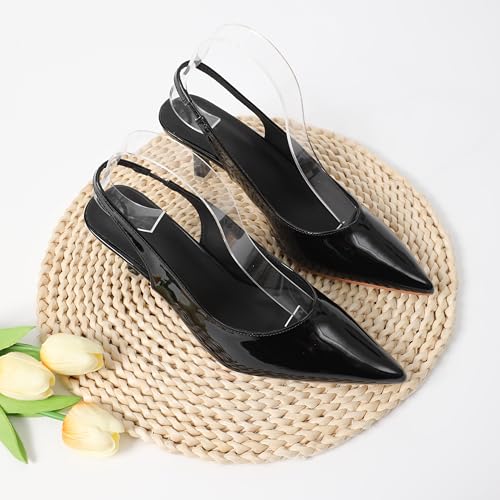 Patent Leather Pointed Toe Slingback Pumps, Stiletto Heel2