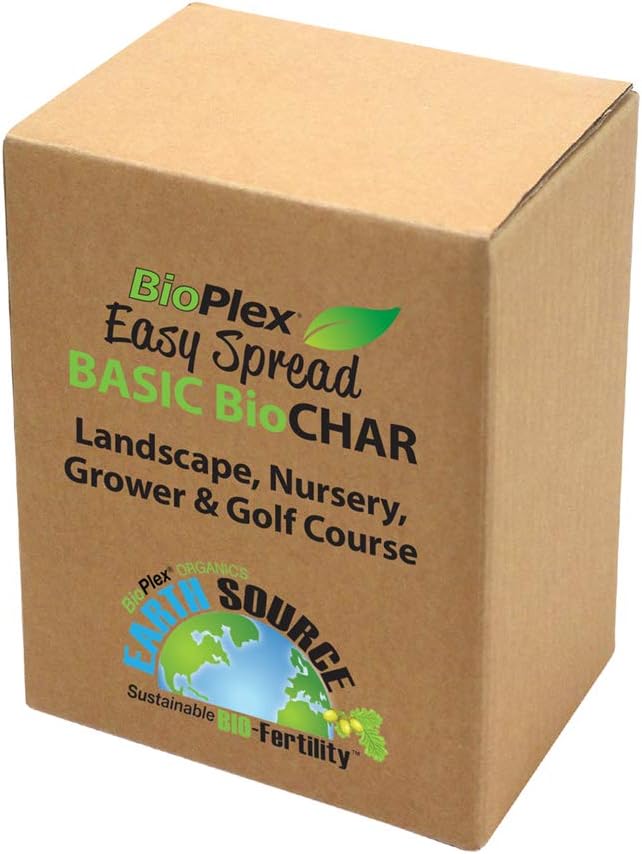 BioPlex Easy Spread Basic BioCHAR (88% Carbon), 40lb Box - Use as Soil Amendment on Turf, Ornamentals, Containers and Garden Beds, Contains High Levels of Carbon and Oxygen
