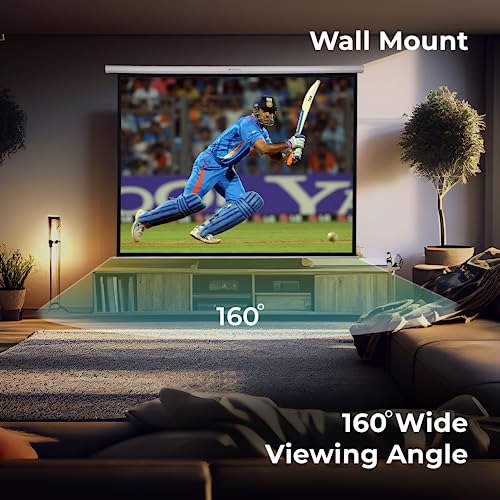 Image of ZEBRONICS PSM120A Motorised Projector Screen, 120 inches, Roll Mechanism, Supports 4K, Matte Finish, 4:3 Aspect Ratio, High Gain Fabric, Control Pod, Remote Control, Wall & Ceiling Mountable