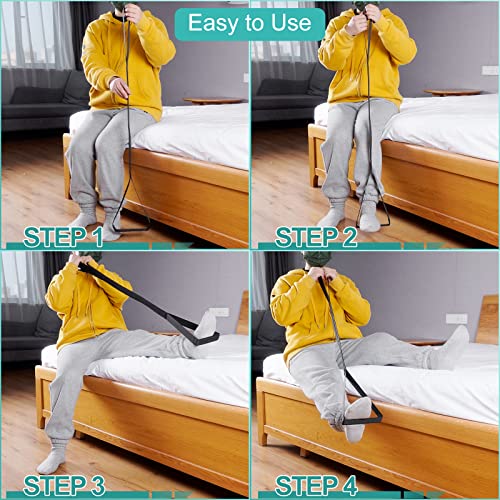 Homymusy 41 Inch Long Leg Lifter Strap,Durable Rigid Handgrips,Large Foot Loop Great For Hip And Knee Surgery Recovery Aids(Without Eva Handles) #TOP3