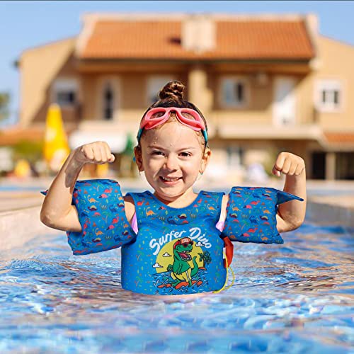 Yihata Toddler Swim Vest, Kids Swim Vest With Shoulder Harness Arm Wings For 2-6 Years, Toddler Floaties For Kids 30-50 Lbs, Kids Pool Floats Jacket Vest With Adjustable Back Strap & Secure Buckle #TOP4