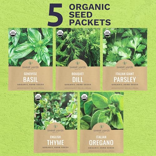 Organic Herb Seeds Variety Pack - 5 Individual Packs - 2026 Season - Basil, Oregano, Dill, Thyme & Parsley. for Indoor & Outdoor Planting (Non-GMO, Certified Organic) - Image 2
