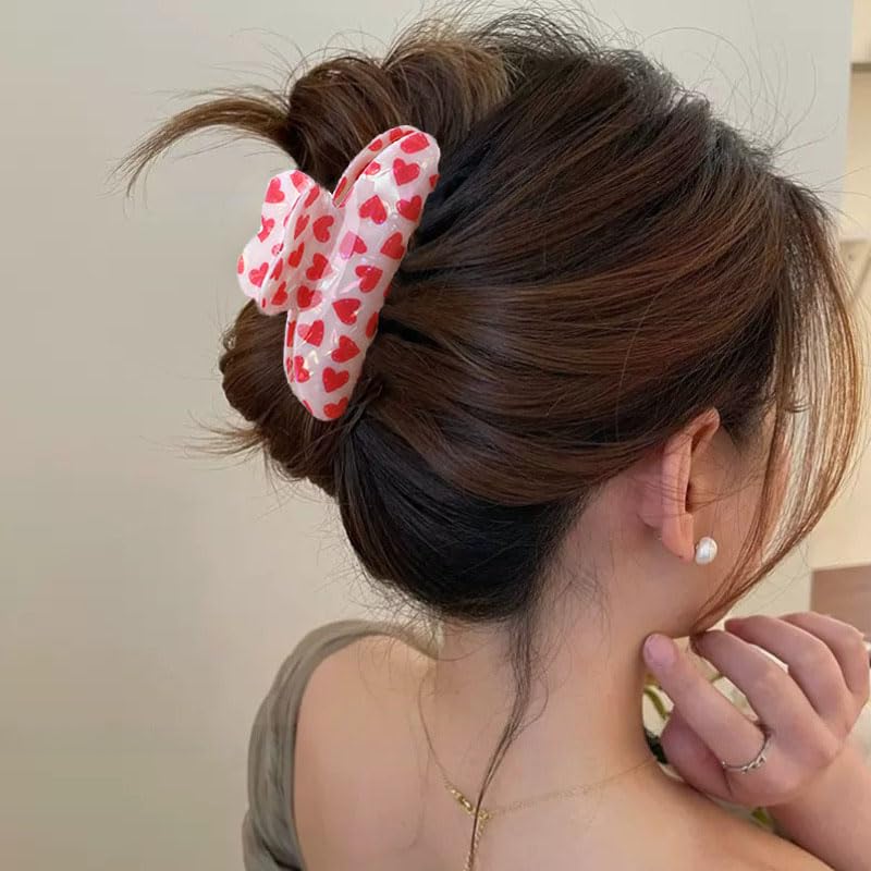 1PCS Heart Hair Claw Clips Hair Clips Strong Hold Hair Clamp Clips for Hair Decoration Pink Heart Laser Design Claw Clips Hairpin for Women Birthday Wedding Hair Accessories - Image 4