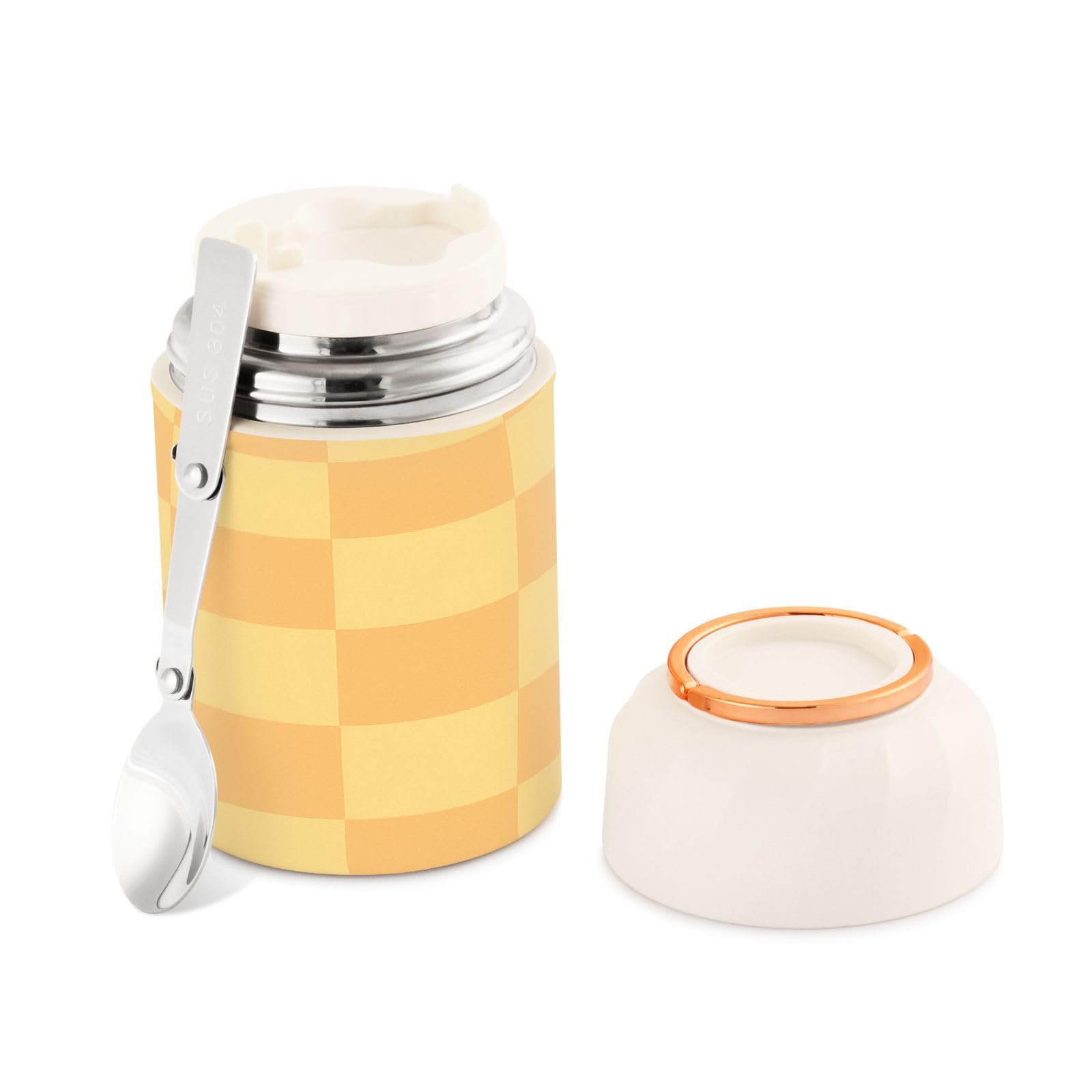 Tarro de comida aislado al vacío para adultos con cuchara, ideal para la oficina