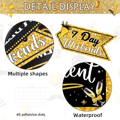 Image of Hooqict Retirement Party Decorations 20 Pieces Happy Retirement Party Signs for Black and Gold Retirement Theme Party Decor Directional Banner Sign Retirement Birthday Party Supplies
