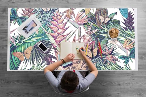 Couverture de bureau 120x60 cm fleurs tapis de table vinyle imperméable protection chic