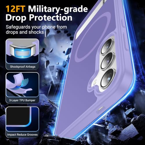 Image of SPIDERCASE Magnetic for Samsung Galaxy S24 Plus Case, [3 Stand Ways][ Military Grade Drop Protection] with Invisible Stand Shockproof Slim Case for Samsung Galaxy S24 Plus, Light Purple