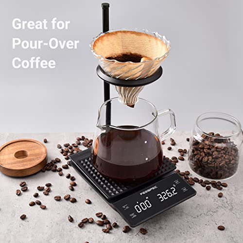 Feespec Coffee Scale With Timer, Digital Food Scale Weight Grams And Oz For Pour Over Coffee, Espresso, Drip Coffee, Baking, Cooking, 3Kg/0.1G Of Accuracy, Black #TOP1