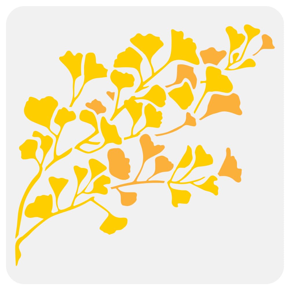 FINGERINSPIRE Ginkgo Tree Branches Stencil 30x30cm Ginkgo Leaf Large Stencils Gingkgo Leaves Drawing Stencils Reusable Autumn Plants Painting Templates for Fabric Tiles Floor Furniture Wood