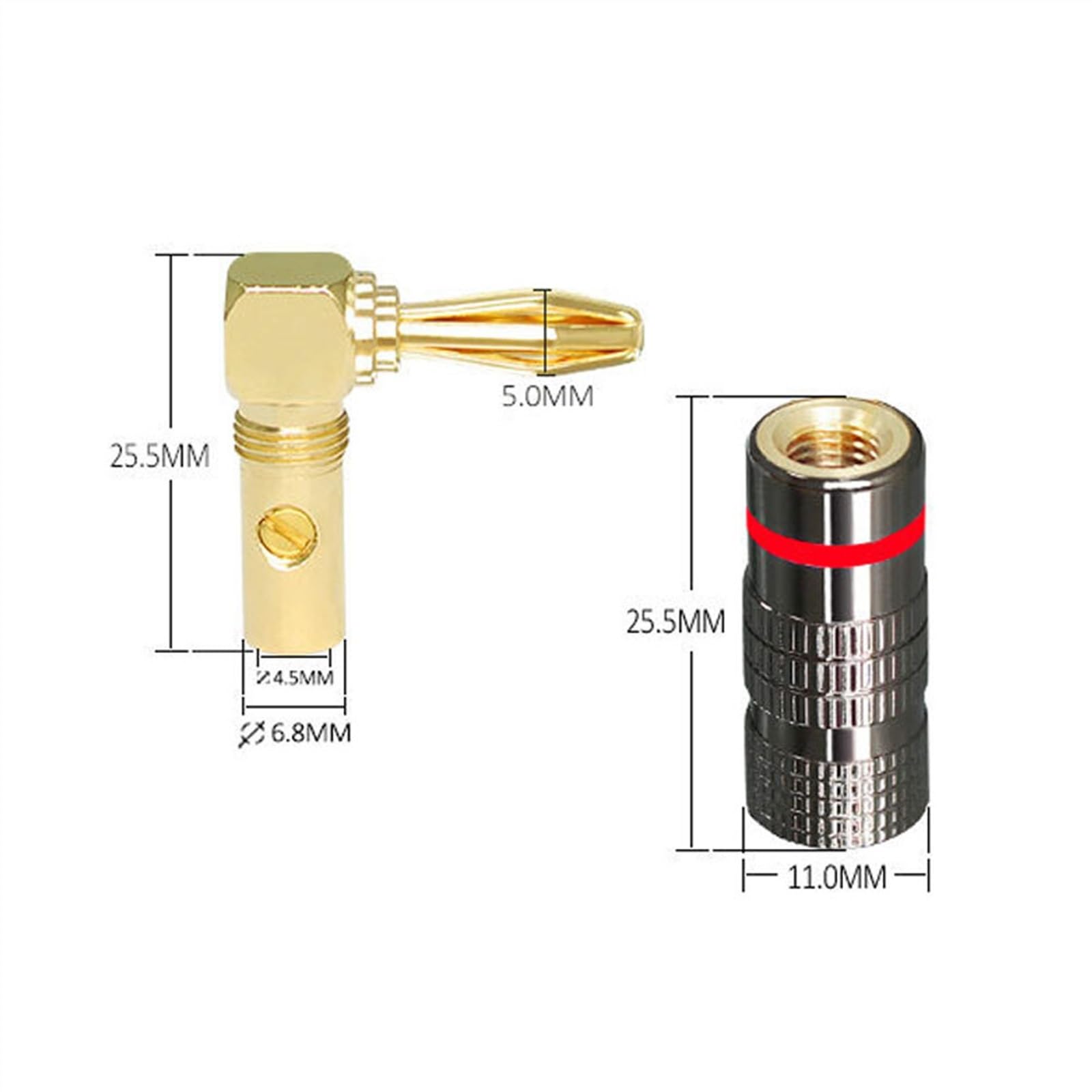 2/4 szt. wtyk bananowy 24 K miedź pozłacana 4 mm głośnik wtyczka bananowa wzmacniacz wtyczka pasuje do 4 mm binding Post(4 sztuki, elastyczny pin)