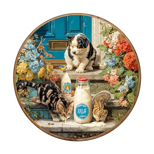 Wooden Puzzles for Adults,Animals drink milk time Jigsaw Puzzles for Adults, Wooden Puzzle for Family Game and Birthday Gift Idea for Friends (34 * 34cm,265pcs)