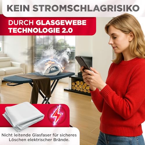 Contrablaze - Feuerlöschdecke 1x1m – Löschdecke für Küche & Haushalt – Feuerdecke für Notfälle, Brandschutzdecke EN Norm Zertifiziert, Notfalldecke für Zuhause und Auto - Fire Blanket