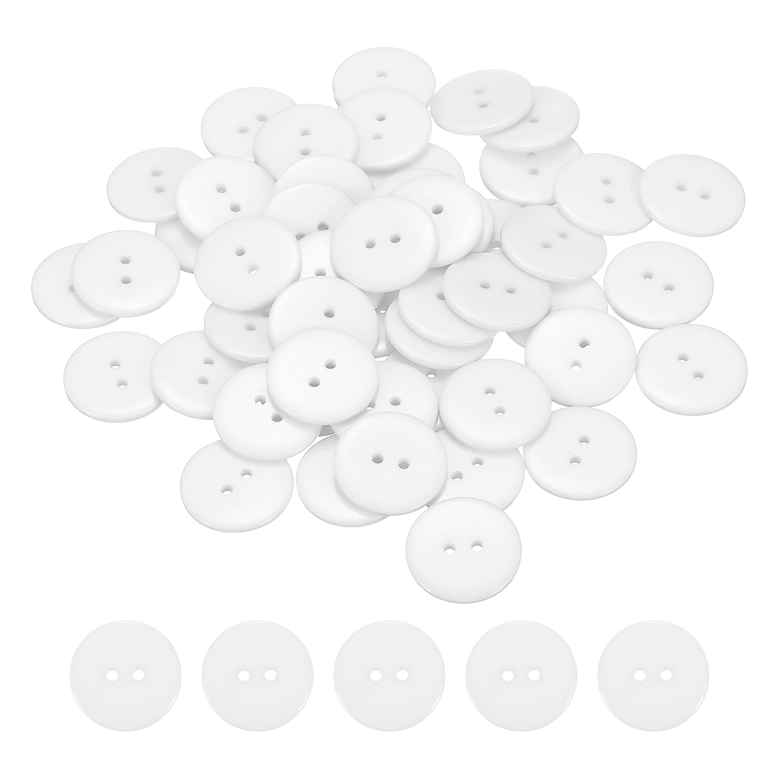 sourcing map 50pcs Resin Sewing Button, 25mm (1-inch) 2 Holes Round Craft Decorative Buttons for Coat Clothes Holiday Decoration, White