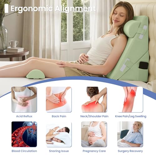 Image of Sasttie Adjustable Wedge Pillow Set for After Surgery, Sage