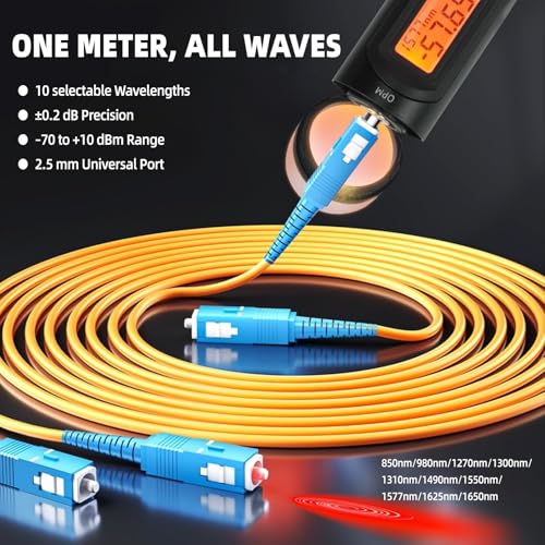 Image of TFN 3-in-1 Fiber Optic Tester 30KM Optical Power Meter Includes FC to LC