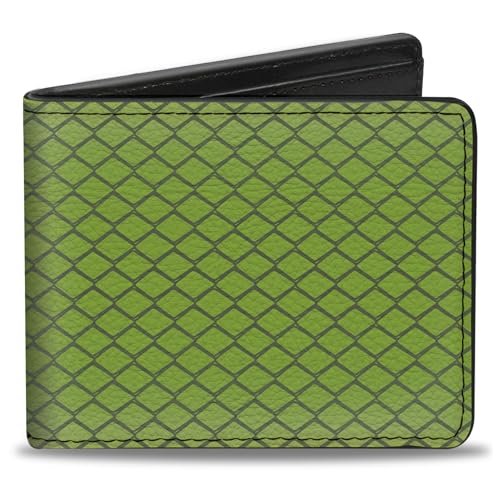 Buckle-Down Men's Wallet, Bifold, Mamba Bright Green Gray, Vegan Leather, Snake Skin, 4.0